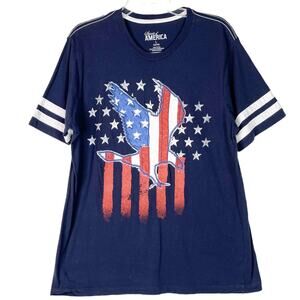 Spirit of America Eagle Flag T-Shirt Embroidered Patriotic July 4 Unisex L